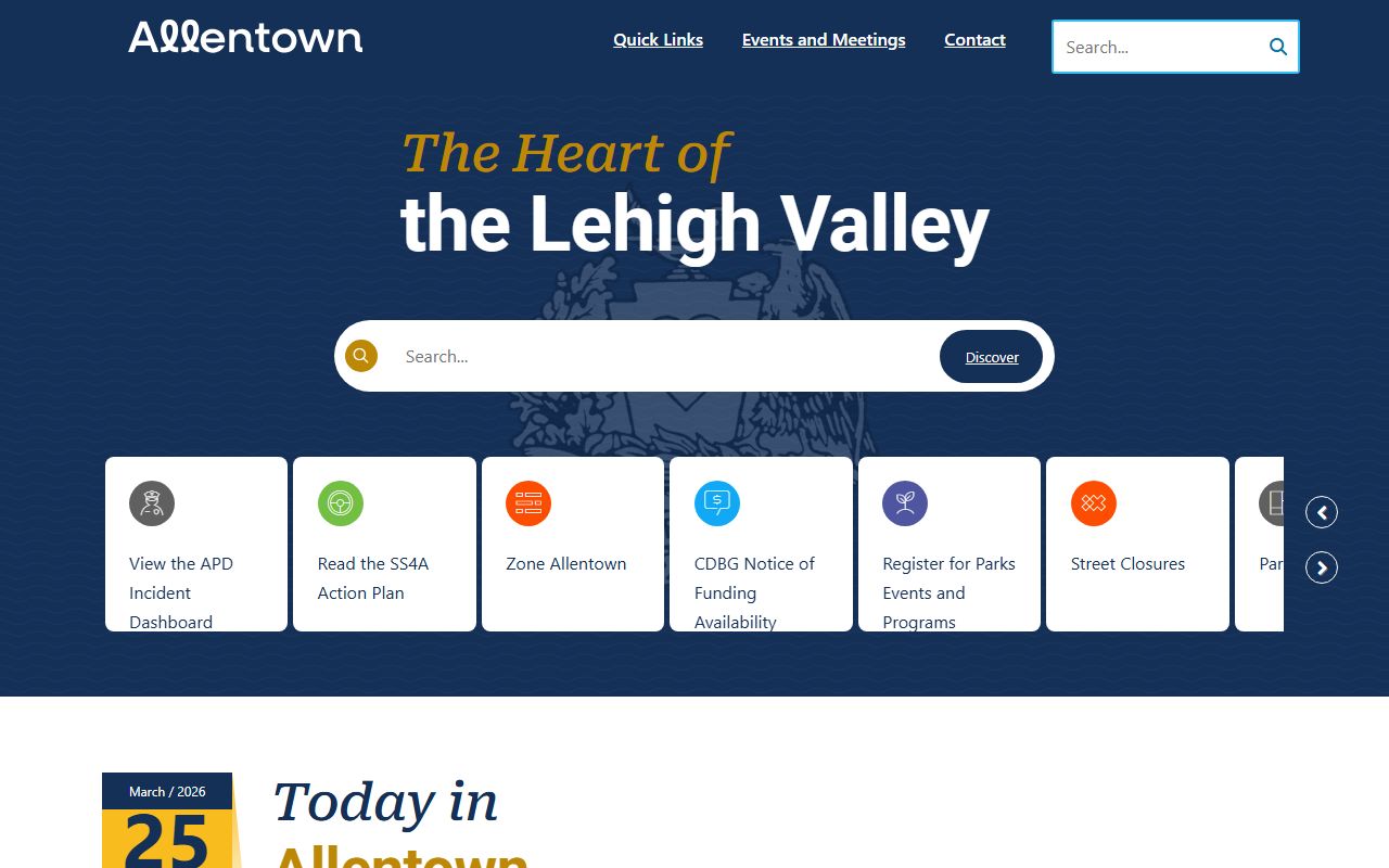 City of Allentown official website in the Allentown phone directory
