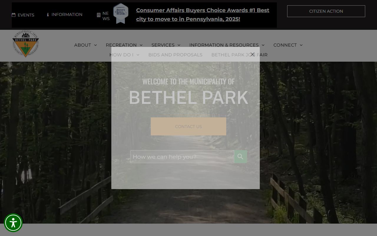 Bethel Park Municipality website in the Bethel Park phone directory