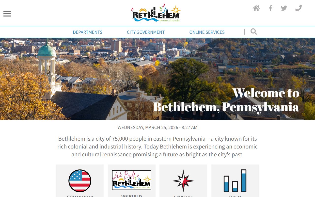 City of Bethlehem website in the Bethlehem phone directory