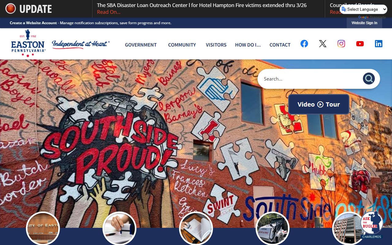 City of Easton website in the Easton phone directory