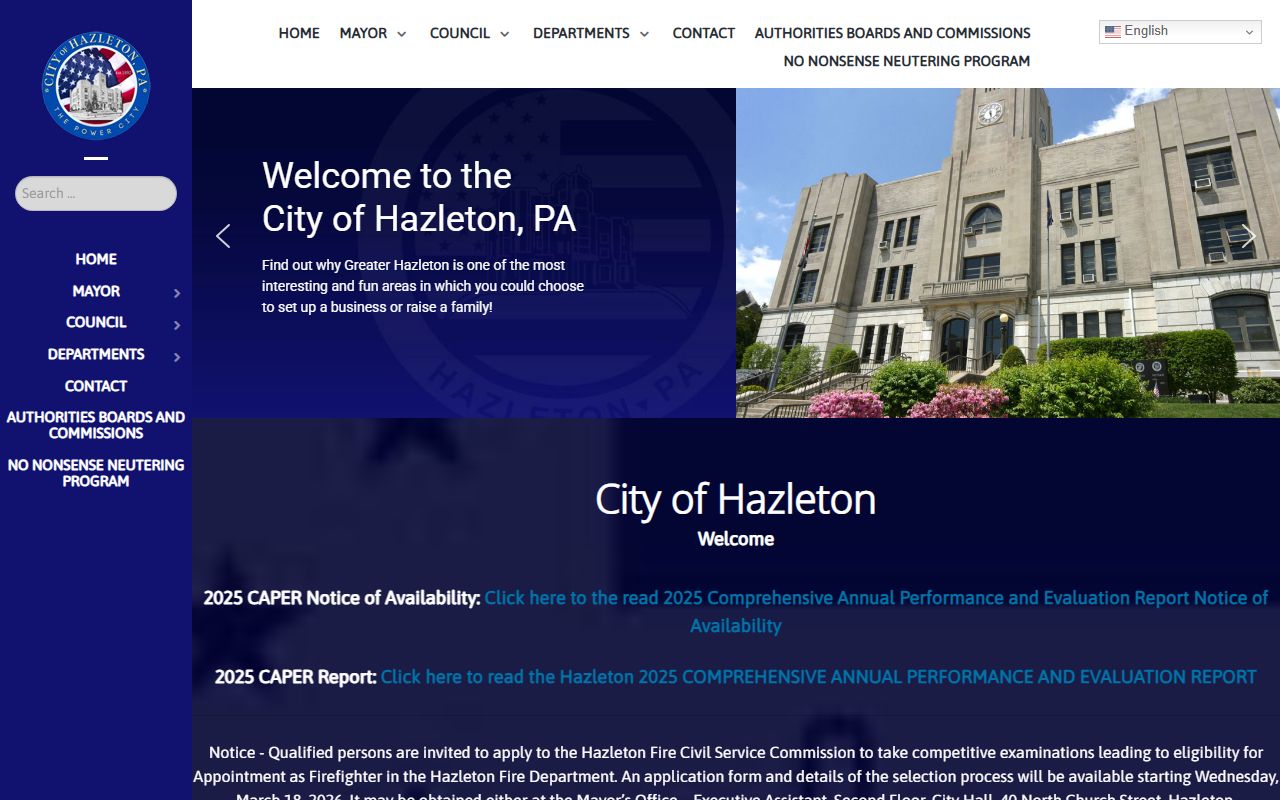 City of Hazleton website in the Hazleton phone directory