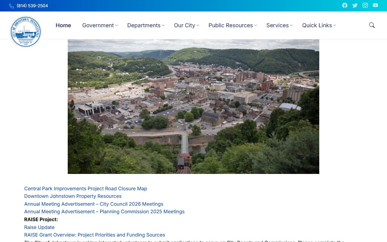 City of Johnstown website in the Johnstown phone directory