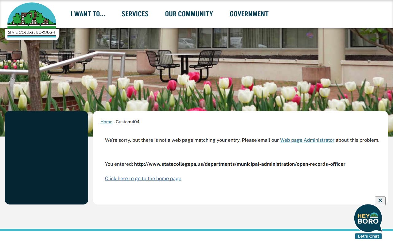 State College open records officer phone directory contact