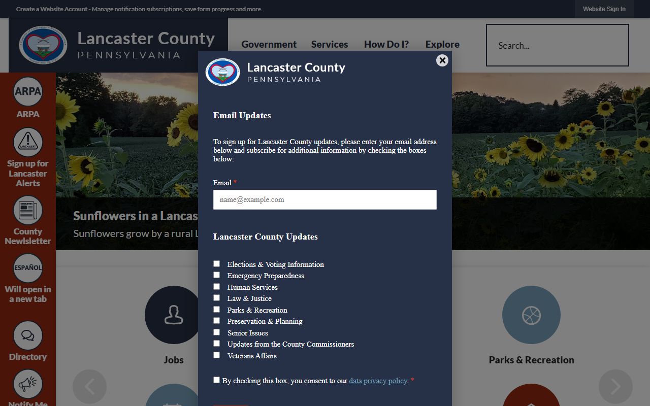 Lancaster County official website phone directory contact page