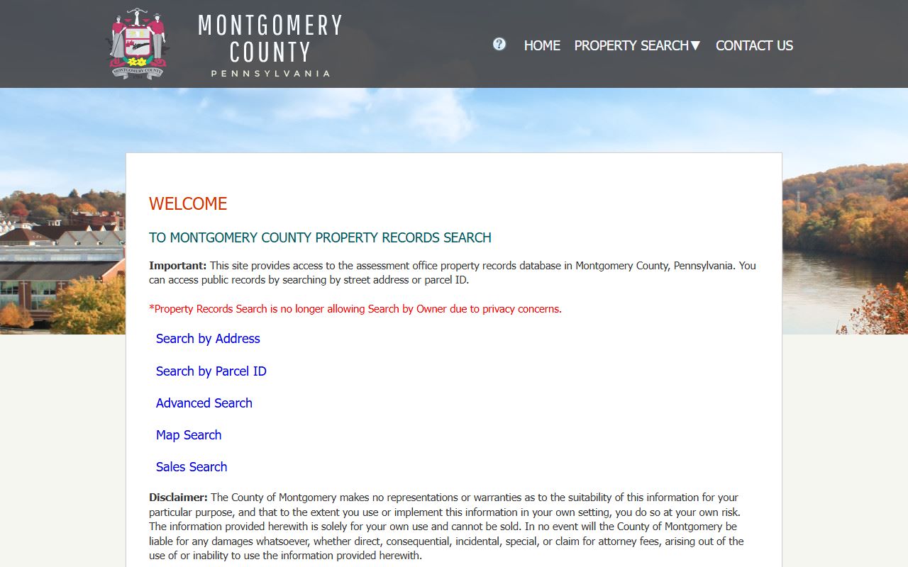 Montgomery County property records portal for the phone directory