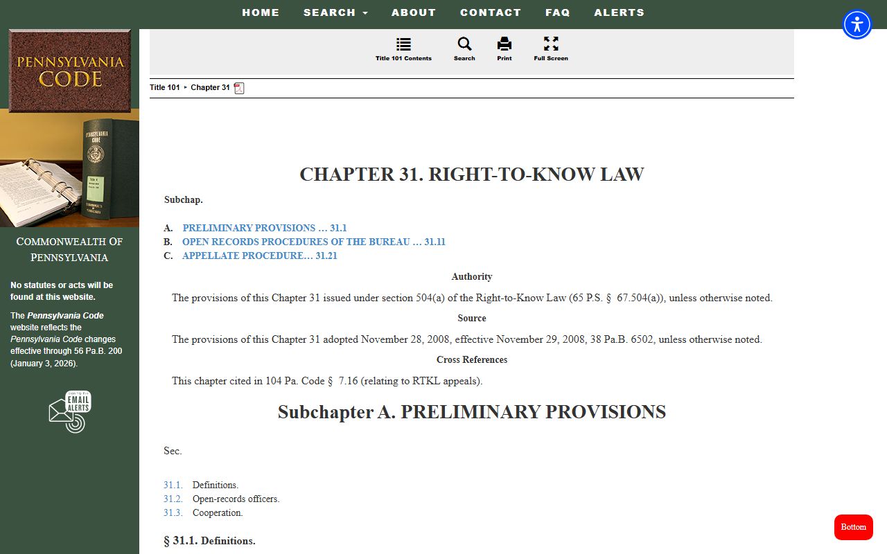 Pennsylvania Right-to-Know Law code for phone directory access